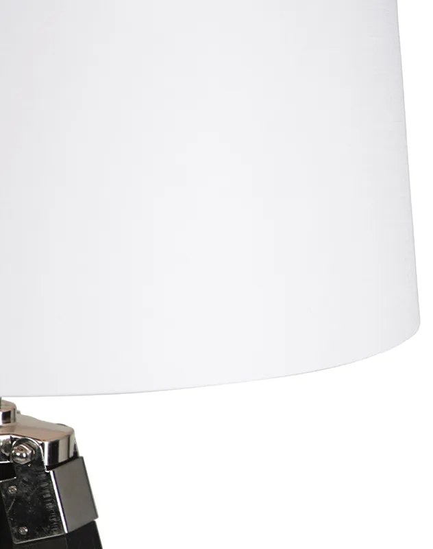 Stojaca lampa trojnožka čierna s tienidlom 45 cm ľanové biele
