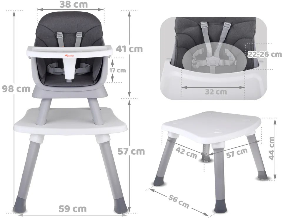 Multifunkčná detská stolička 6v1 ZA5664 – rastie s vaším dieťaťom