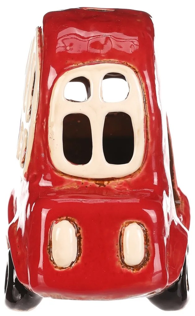 Svietnik Autíčko červená, keramika, 16 x 9 x 14 cm