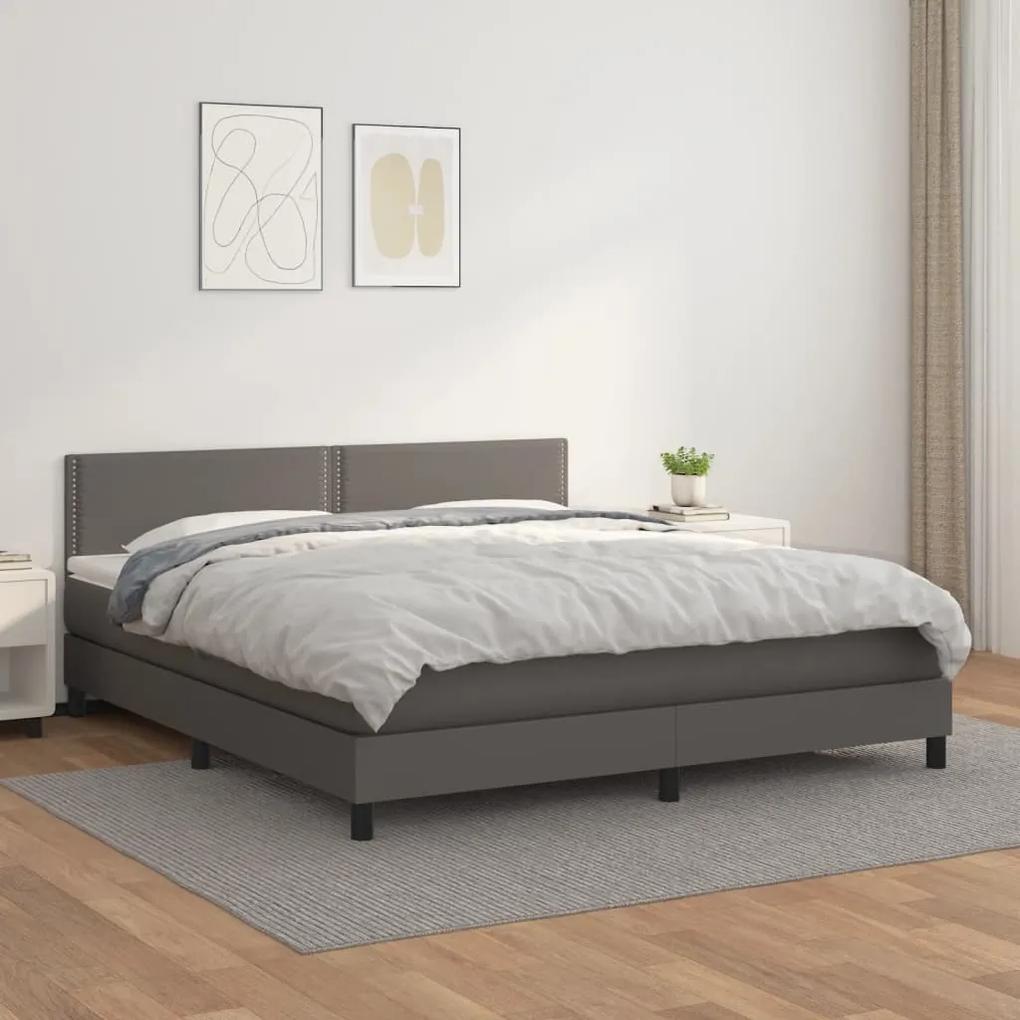 Boxspring posteľ s matracom sivá 180x200 cm umelá koža 3141081