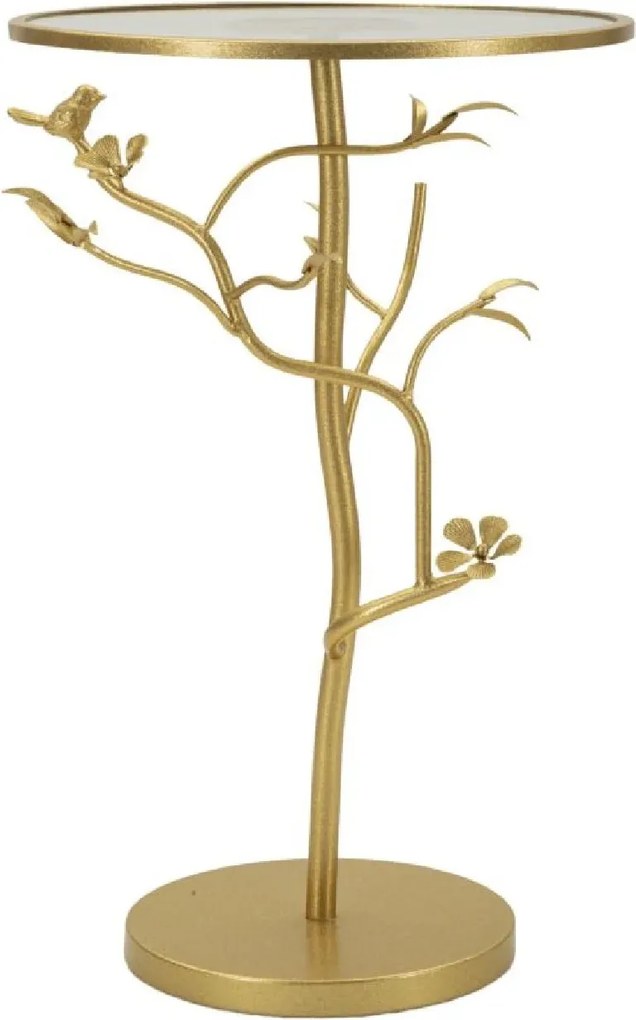 Odkladový stolík Birds 38 cm sklo zlatý