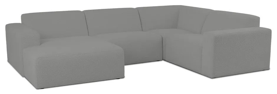 Sivá rohová pohovka z textílie buklé (do "U") Roxy – Scandic