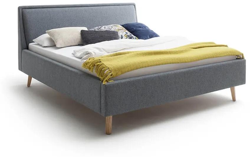 Čalúnená posteľ deria s úložným priestorom 160 x 200 cm modrá MUZZA