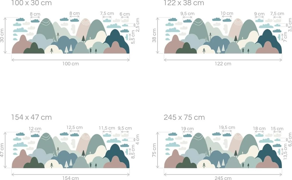 Nordic kopčeky textilné znovu prilepiteľné nálepky na stenu hárok 100 x 30 cm