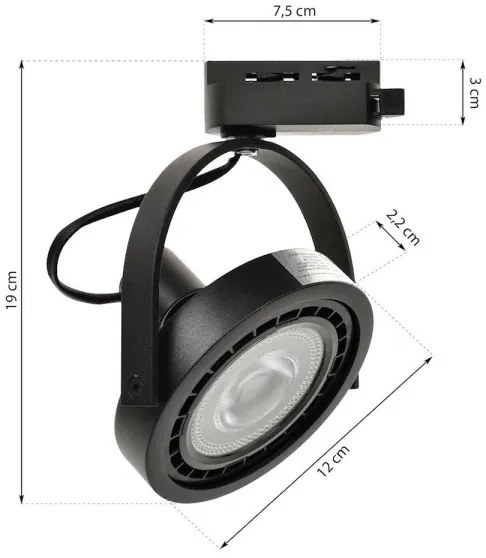 Bodové svietidlo do lištového systému LUGAR 1xAR111 - GU10/25W/230V