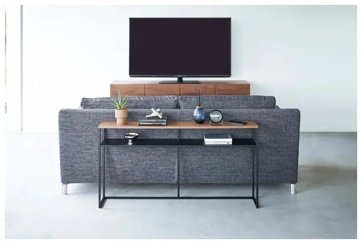 Konzolový stolík v čiernej a tmavo hnedej farbe v dekore jaseňa 20,5x126 cm Tower – YAMAZAKI