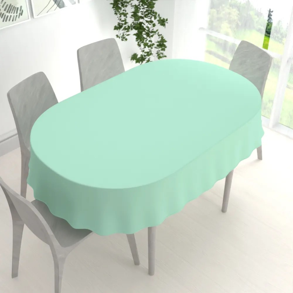 Biante Dekoračný oválny obrus Rongo RG-019 Mintový 140x200 cm