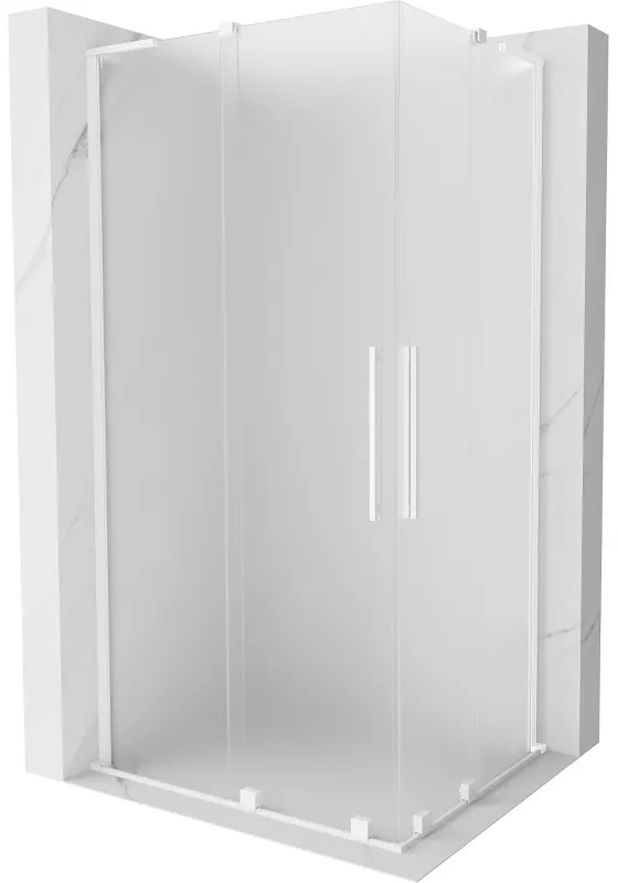 Mexen Velar L Duo, sprchový kút s posuvnými dverami 90 x 80 cm, 8mm sklo námraza, biela matná, 871-090-080-02-33-20