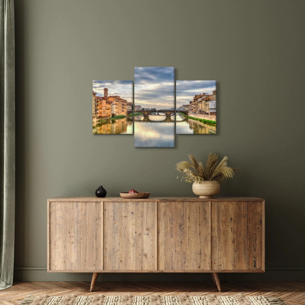 Obraz mesta s riekou (90x60 cm)
