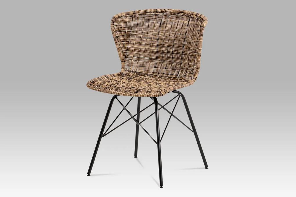 jedálenská stolička umelý ratan melír/ nohy čierny kov | BIANO