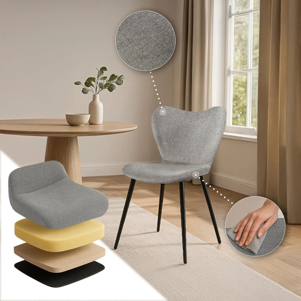 Jedálenská stolička Maika látka - sivá