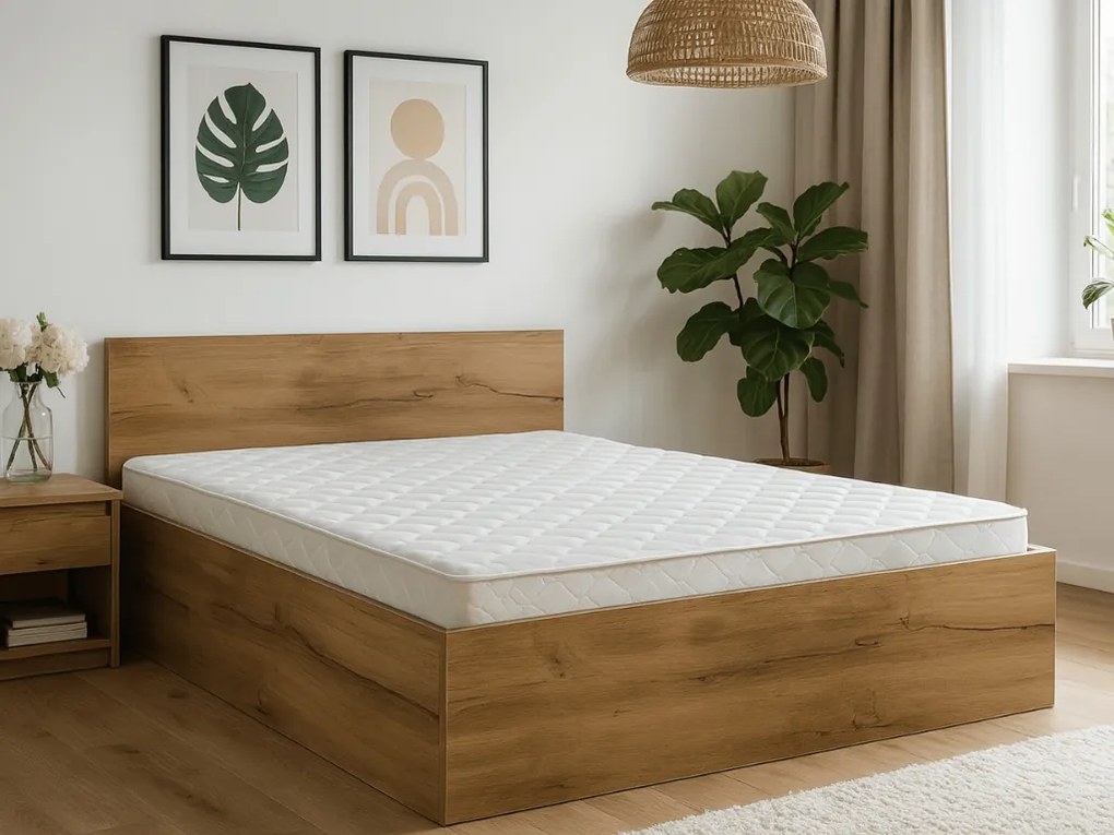 Posteľ SOFIA 140 x 200 cm, dub artisan Rošt: S lamelovým roštom, Matrac: Matrac COCO MAXI 20 cm