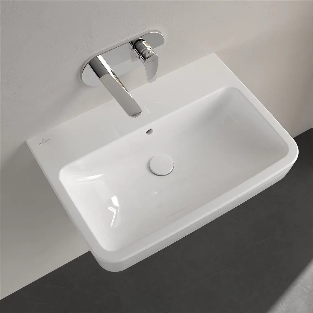 VILLEROY &amp; BOCH O.novo závesné umývadlo bez otvoru, s prepadom, 650 x 460 mm, biela alpská, s povrchom CeramicPlus, 4A4167R1