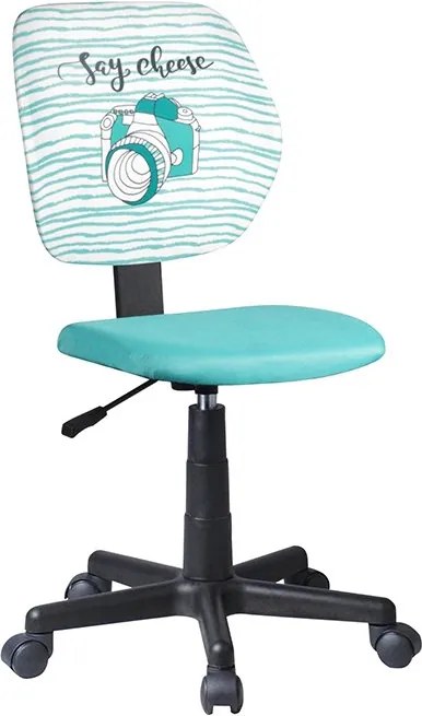 KONDELA Blues detská stolička na kolieskach mentolová / vzor / čierna