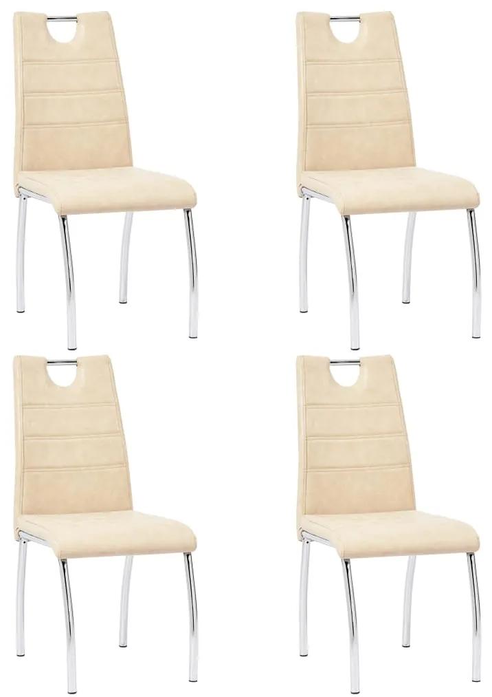 vidaXL Jedálenské stoličky 4 ks, krémové, umelá koža