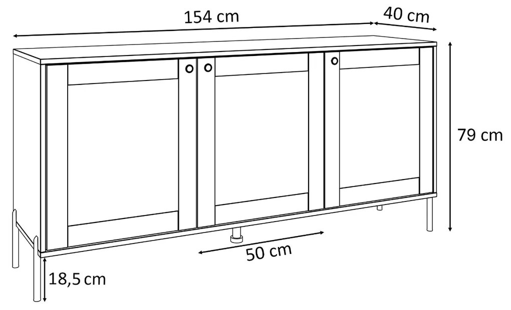 KOMODA THEO S VIEDENSKÝM VÝPLETOM DUB PUCCINI 154 cm