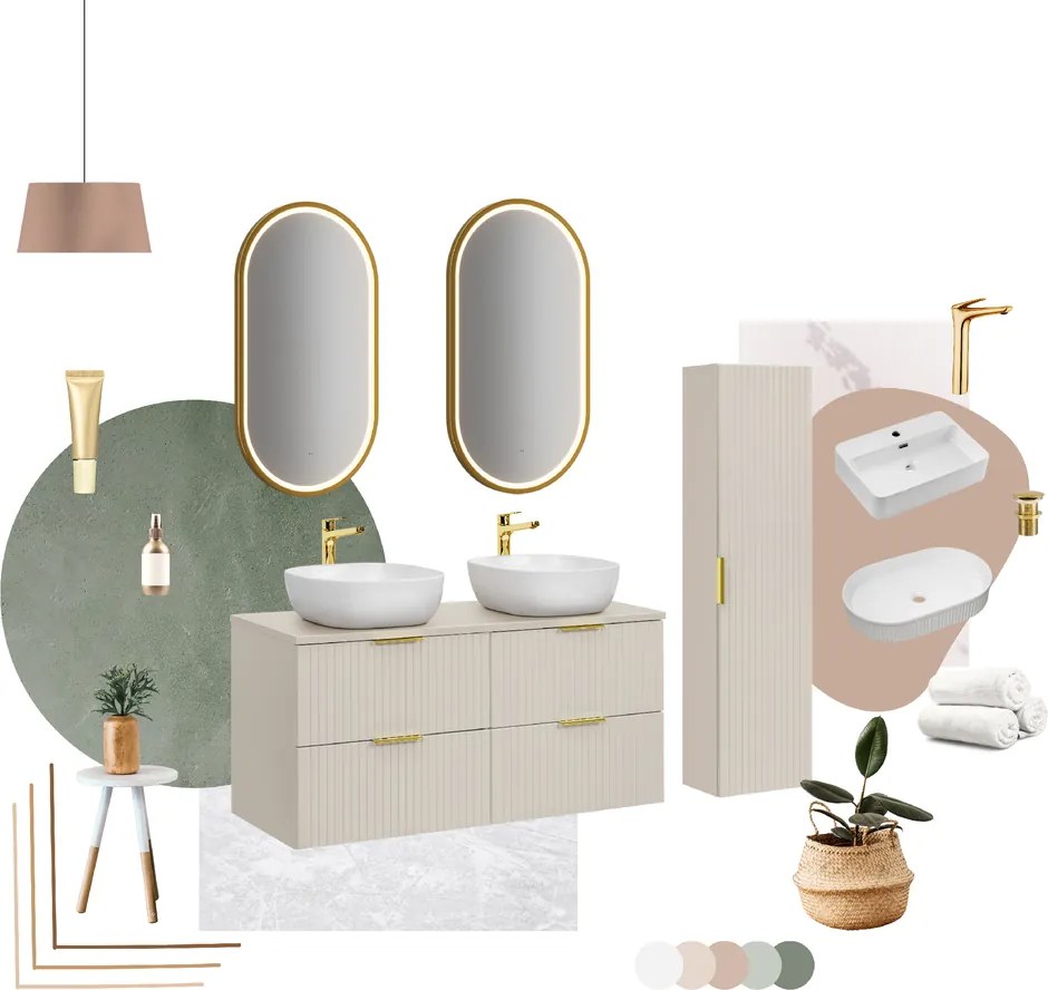 Comad Kúpeľňová skrinka pod doskové umývadlo set Adel Cashmere II. 120 kašmír