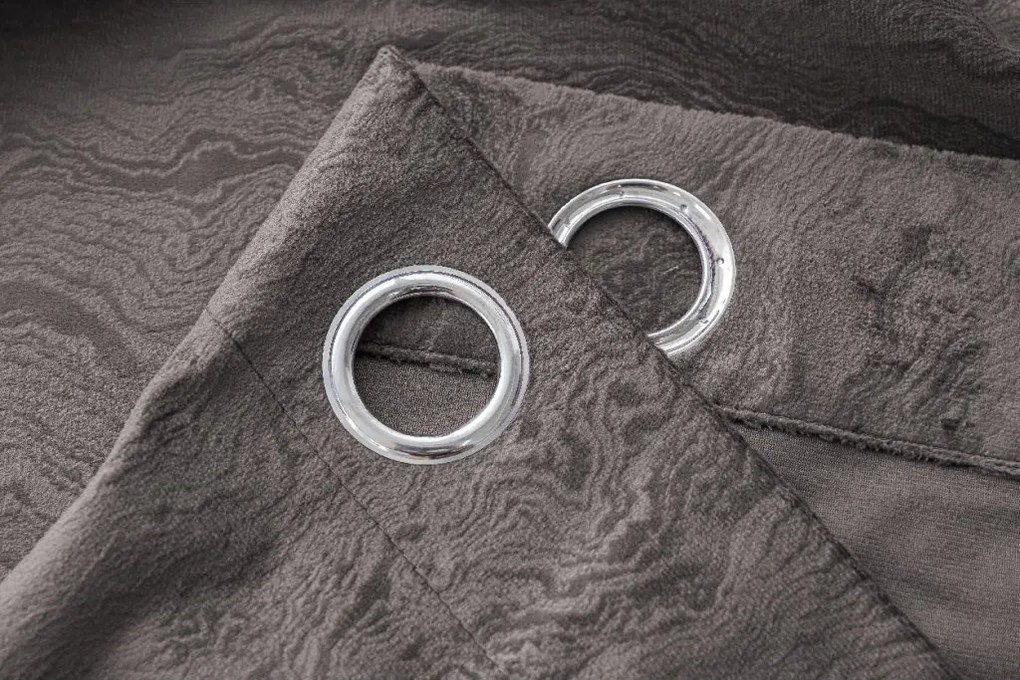 Zatemňovací záves DUNES VELVET 140x250 cm, tmavosivý Zavesenie: Kovové krúžky