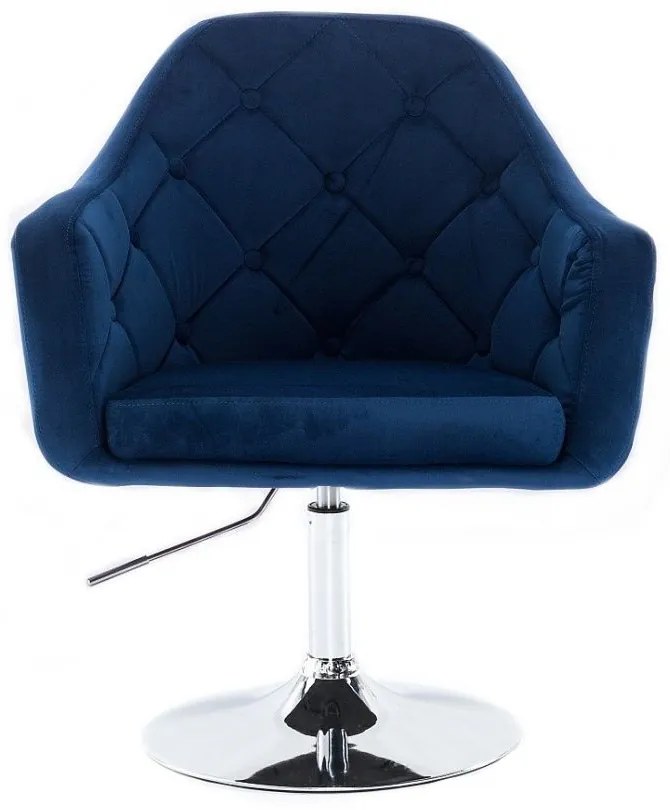LuxuryForm DESIGN Kreslo ANDORA VELUR na striebornom tanieri - modré
