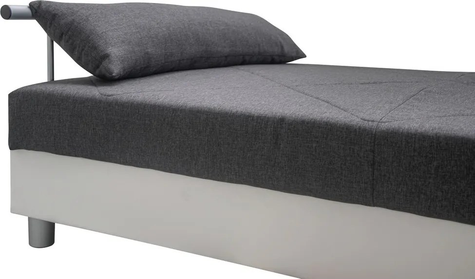 Posteľ Edith 140x200 cm, biela ekokoža/tmavo šedá látka