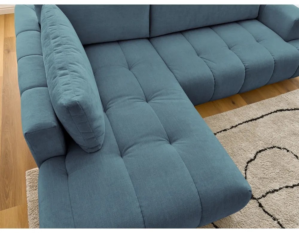 Modrá rozkladacia/s úložným priestorom rohová pohovka (ľavý roh/do L) Fuji – Bobochic Paris