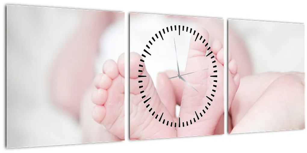 Obraz detských nožičiek (s hodinami) (90x30 cm)