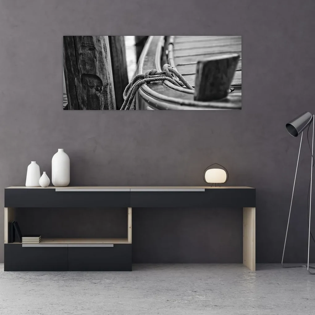 Obraz - Priviazaná loď (120x50 cm)