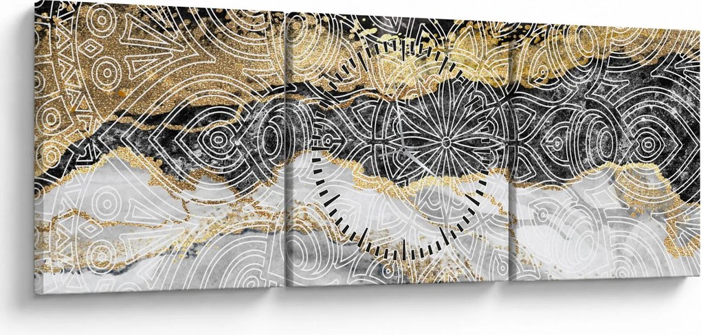 Obraz - Mandala v mramore (s hodinami) (90x30 cm)