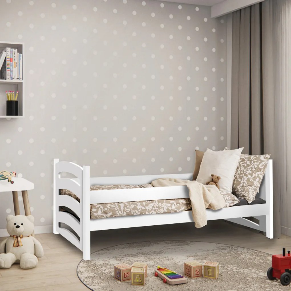 Detská posteľ Mela 80 x 160 cm, biela Rošt: Bez roštu, Matrac: Matrac COMFY HR 10 cm