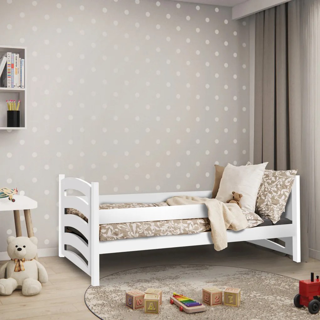 Detská posteľ MELA 80 x 160 cm, biela Rošt: Bez roštu, Matrac: Matrac EASYSOFT 10 cm