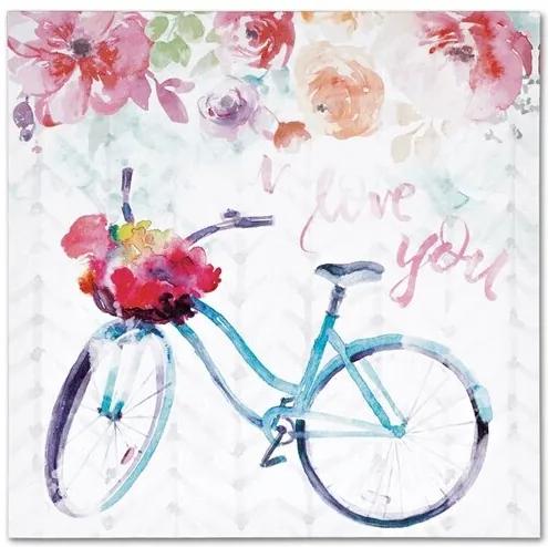 Obraz na plátne Floral bicycle, 28 x 28 cm