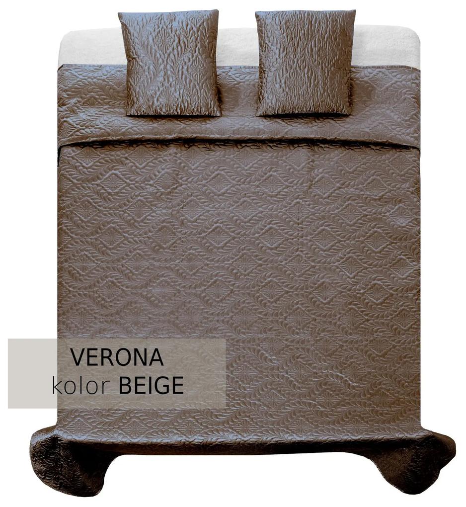 Tutumi Verona, saténový prehoz na posteľ 2,2x2,4m + obliečky na vankúš, béžová, NAZ-00517