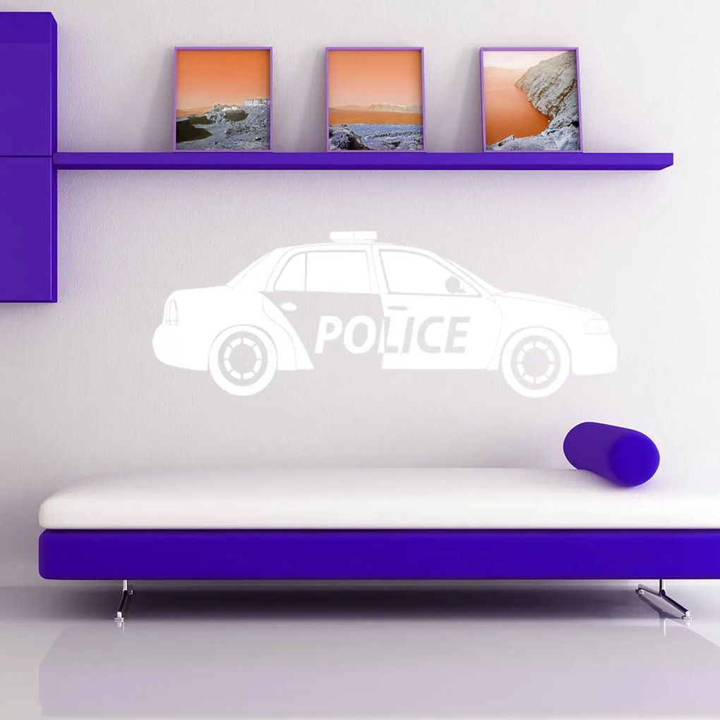 Veselá Stena Samolepka Policajné autíčko Farba: oranžová, Veľkosť: 100 x 32 cm