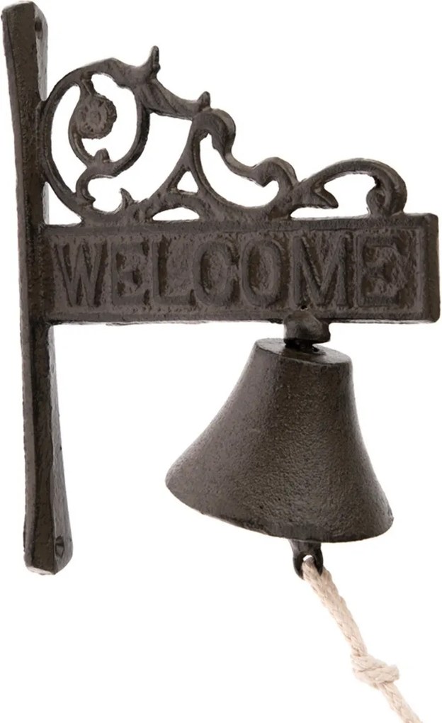 Liatinový zvonček Welcome, 17 x 21 x 9 cm