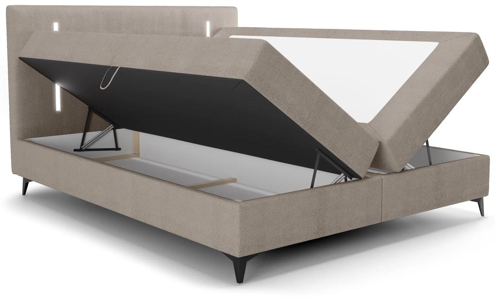 Jednolôžková posteľ 120 cm Ortega Bonell (hnedosivá) (s roštom, s úl. priestorom) (s LED osvetlením). Vlastná spoľahlivá doprava až k Vám domov. 1082604