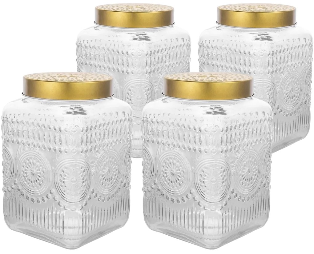 Altom Súprava sklenených dóz so zlatým vekom Daisy 2,2 l, 4 ks, 2,2 l