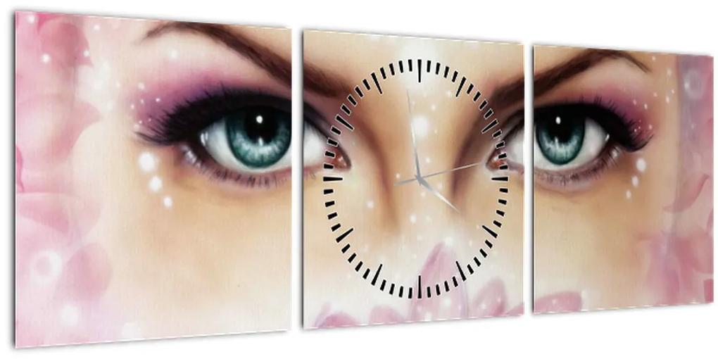 Obraz - Očarujúce oči (s hodinami) (90x30 cm)