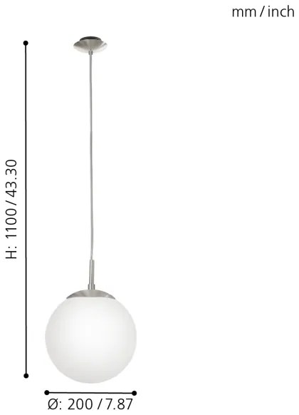 EGLO 85261 - Luster na lanku RONDO 1xE27/60W/230V pr. 20 cm
