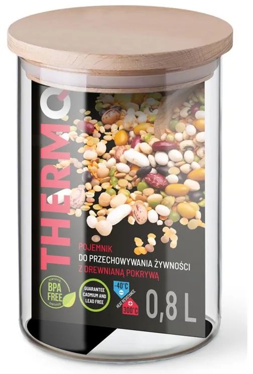 THERMO NÁDOBA NA POTRAVINY S DREVENÝM VEKOM 0,8 L