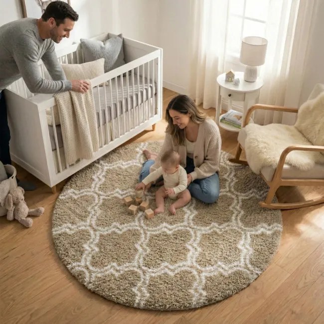 Protišmykový koberec DECOR béžový kruh