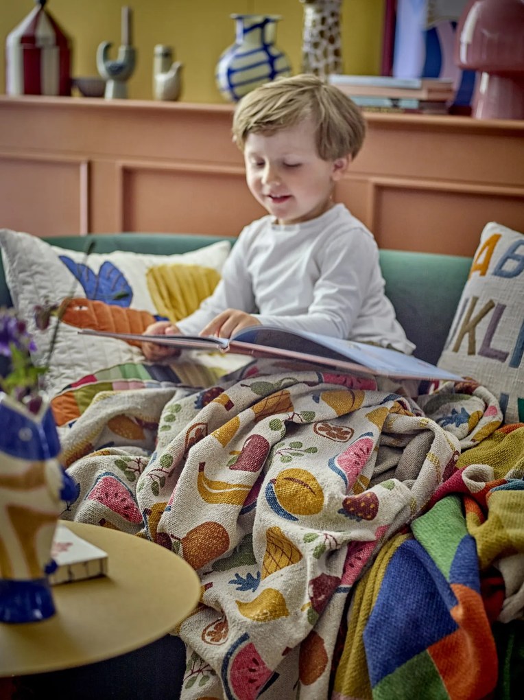 Bloomingville Mini Detská deka z recyklovanej bavlny Fruitta