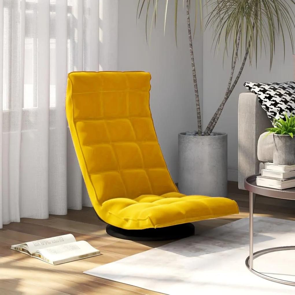 Otočná podlahová stolička žltá zamatová 336571