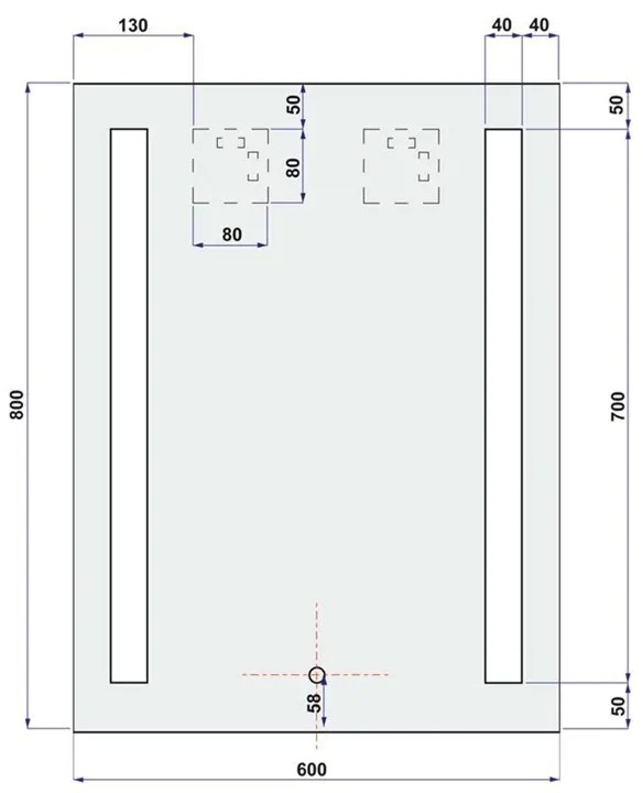 Mereo, Zrkadlo 60x80 cm s LED osvetlením, MER-CN698