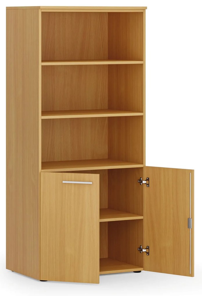 Kombinovaná kancelárska skriňa PRIMO WOOD, nízke dvere, 800 x 500 x 1781 mm, buk