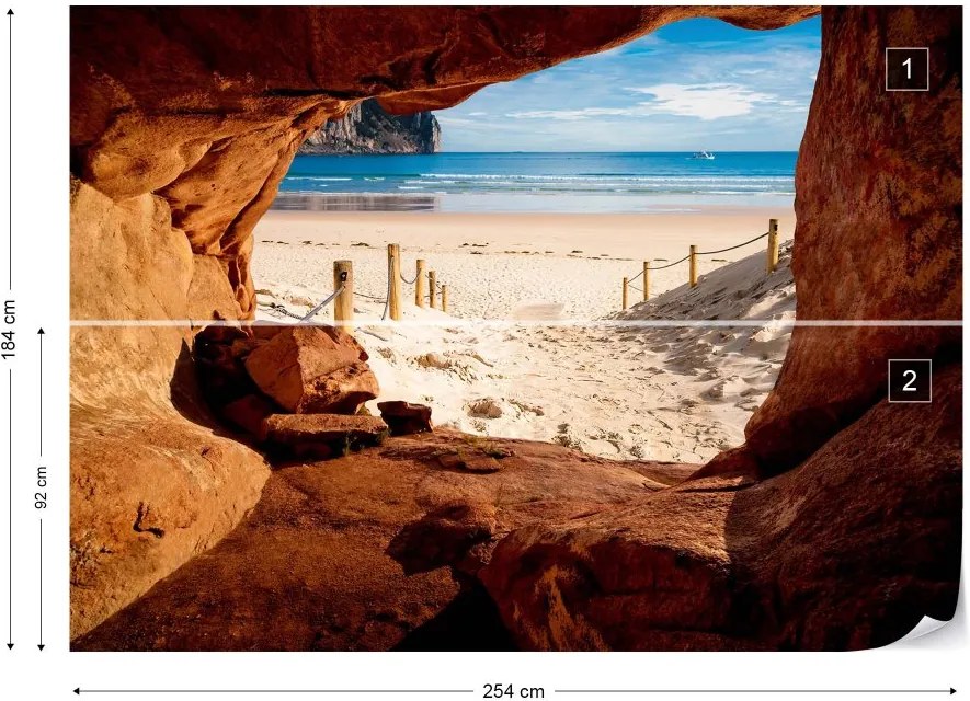 Fototapeta GLIX - Beach Path Cave + lepidlo ZADARMO Vliesová tapeta  - 254x184 cm