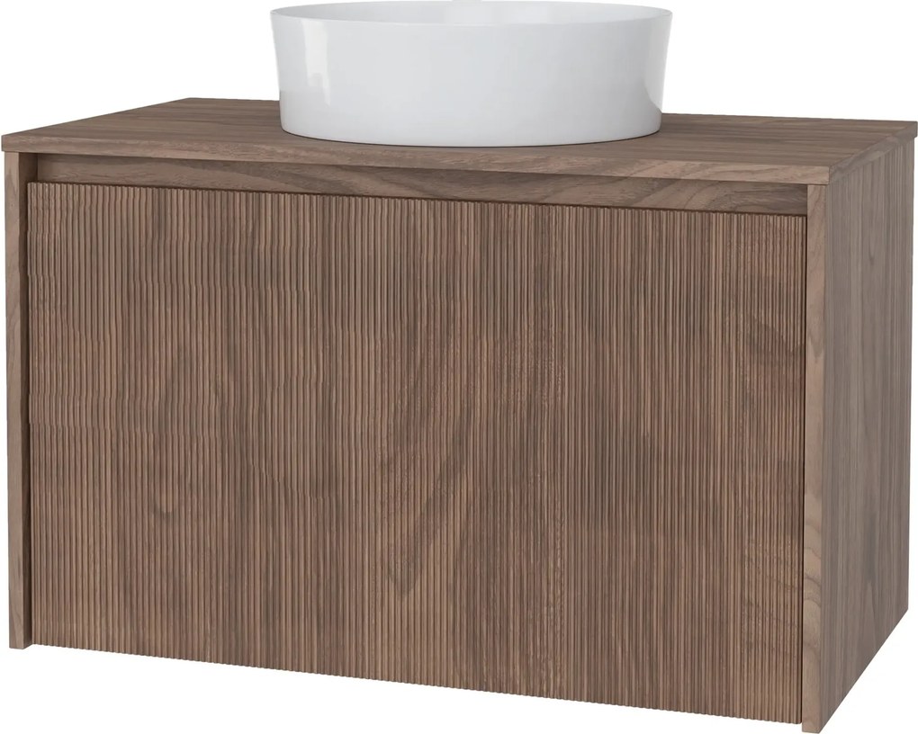 Závěsná skříňka pod umyvadlo Pezzo 80 cm s deskou ořech