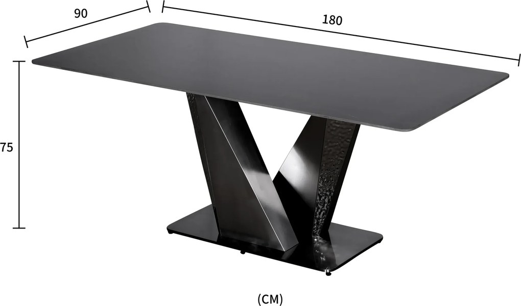 Jedálenský stôl Modig 180 cm grafit/čierny mramor