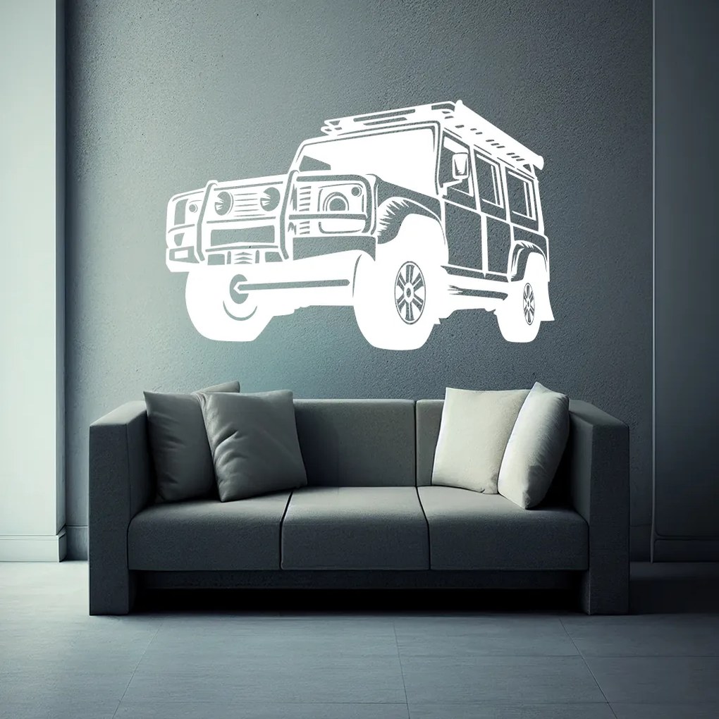 Veselá Stena Samolepka Auto Land Rover Defender Farba: modrá, Veľkosť: 60 x 40 cm