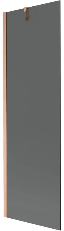 Mexen Next, 1-krídlová vaňová zástena 60 x 150 cm, 6mm šedé sklo, medená matná, 895-060-000-00-40-65