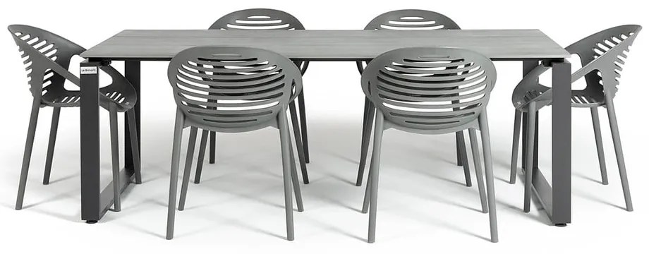 Sivá záhradná súprava nábytku so 6 stoličkami Le Bonom Joanna Strong